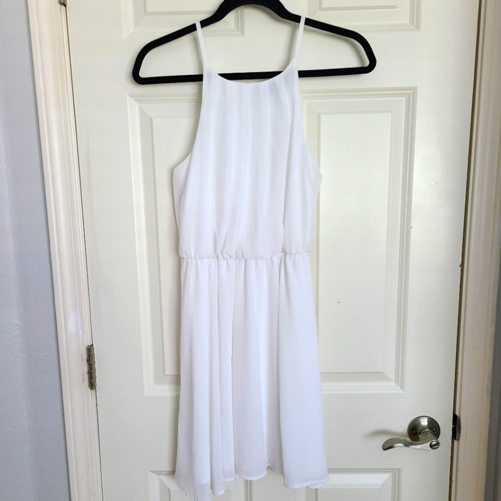 Blue Rain White Sleeveless Sundress